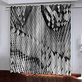 Gardinen Blickdicht Ösen Kinder 3D Dreidimensionales Graues Quadrat Muster H 260 X B 280 cm 2Er Set Isolierung Schattierung Kinder Schlafzimmer Gardine Wärmeisolierender Ösens Vorhang Fenster Dekorat