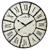 TFA Dostmann Vintage XXL Wanduhr, 60.3039.02, aus Metall, 57cm, analog, schwarz / weiß