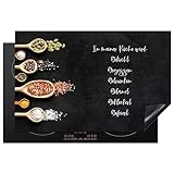 KitchenYeah© Herdabdeckplatte Einteilig Ceranfeld Abdeckplatte Küche Ceranfeldabdeckung Anti Rutsch Matte Aufrollbar Zitate & Sprüche - ''In meiner Küche..'' - 80x52 cm