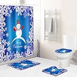 Badezimmerteppich Lila Blauer Schneemann Badematte Set 3 Teilig,Teppich Badvorleger rutschfeste (45x75)+U-Typ Wasseraufnahme Schmutzfangmatte +Schnelltrocknend Toilet Fußmatte