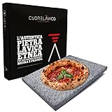 CUORE LAVICO - Ätna Lavastein für Pizza 39 x 30 x 2 cm | Pizzastein für Gas-, Elektro- und Grillofen für Brot, Pizza und römische Pinsa - Made in Italy