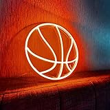 Waqihreu Modernes Basketball-Leuchtreklame Leuchtreklamen für Wanddekoration, LED-Leuchten für ästhetische Raumdekoration, orangefarbene Neonlichter für Schlafzimmer, Spielzimmer, Jugendzim