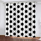 Verdunkelungsgardinen Kinderzimmer Mit Ösen Schwarz-Weißer Geometrischer Druck 260X220Cm 2Er Set Vorhang Blickdicht Thermovorhang Hitzeschutz Abdunkelnde Blickdichte Vorhänge Schlafzimmer Wohnzimme