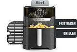 Tefal EY5058 Easy Fry & Grill Heißluftfritteuse | 2-in-1 Technologie (Air Fryer und Grill) | Digitales Display | 4,2 Liter für 6 Portionen | 8 Kochprogramme | energiesparend | ohne Öl | Schwarz