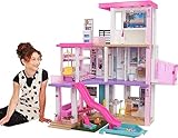 Barbie GRG93 - Traumvilla, dreistöckiges Puppenhaus (114 cm) mit Pool, Rutsche, Aufzug, Lichtern und Geräuschen, Spielzeug ab 3 Jahren, Mehrfarbig