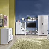 SMARTBett GmbH Jugendzimmermöbel Komplett Set Trapiko 02 (5 TLG.) Weiss/Grau