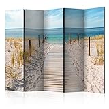 murando Raumteiler Foto Paravent Strand am Meer 225x172 cm beidseitig auf Vlies-Leinwand Bedruckt Trennwand Spanische Wand Sichtschutz Raumtrenner Home Office Natur Landschaft c-B-0362-z-c