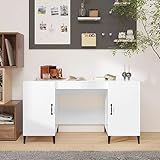 Youuihom Arbeitstische, Laptop-Schreibtische, Computer-Schreibtische, Schreibtisch Hochglanz-Weiß 140x50x75 cm Holzwerkstoff Geeignet für Arbeitszimmer, Wohnzimmer, Büro, Spielzimmer