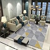 Kunsen Outdoor-Teppich Geometrisch minimalistisches Wohnzimmer küchenteppiche grau Wohnzimmer Teppich Salonteppich140x200CM