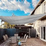 Dripex Sonnensegel 4x5 m Sonnenschutz Set inkl Befestigungsseile Rechteckig Wasserabweisend Polyester Imprägniert 95% UV Schutz Windschutz Wetterschutz für Balkon Garten Terrasse Grau