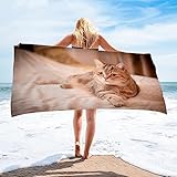 Strandtuch Dunkelbraunes KäTzchen Mikrofaser Handtuch Strandlaken GrößE Handtuch Schnell Trocknen Strandhandtuch Herren Frauen BadetüCher, HandtüCher, StrandtüCher 80x160cm