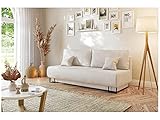 MEBLINI Sofa mit Schlaffunktion - Schlafcouch Ausziehbar - Schlafsofa mit Bettkasten - Sofabett - Couch mit Schlaffunktion - Klappsofa - Ariana - 202x97x94cm - Beige Samt