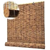 Sonnenschutz Rollo Außen, Retro Bambus Rollo mit Hebesystem 50cm 60cm 80cm 100cm 170cm 120cm Verdunkelungsrollo Bambus Sichtschutz für Fenster und Balkon Terrasse Vorhang
