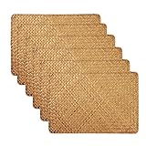 Tischsets rutschfeste Seegras Rattan Tischsets Esstisch Hitzebeständige Woven Weihnachten Tischsets Isolierung (6 Stück)