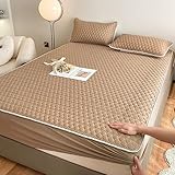 weich Spannbetttücher,Einfarbiges Latex-Spannbetttuch, Schlafzimmer-Hotel-Homestay-Matratzenauflage mit tiefen Taschen, Einzel-, Doppel- und Kingsize-Bett, braun, 180 x 200 cm (3 Stück)