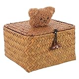 Cabilock Aufbewahrungsbox Aus Stroh Geflochtener Korb Für Süßigkeiten Geschenkbox Für Snacks Behälter Für Gemüse Obst-Servierkorb Leerer Korb Aus Weide Regalkörbe Für Die