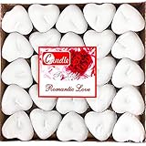 50 Herzförmige Kerzen Teelichter,Romantische Liebe Unparfümierte Teelichter Kerzen,Tropffrei & Langanhaltende Rauchlose Mini Teelicht-Kerzen für Stimmung,Romantische Deko,Pool,Hochzeit,Jubiläum(Weiß)