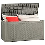 YITAHOME 380 Liter Gartenbox Wasserdicht, Abschließbarem Garten Auflagenbox, Outdoor kissenbox Wetterfest Garten Aufbewahrungsbox mit Seitengriffen für Gartengeräten Poolzubehör Spielzeug, Hellbraun