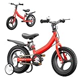 GHBXJX Laufrad ab 2 3 4 5 6 7 Jahre Mädchen Junge, Kinderfahrrad ab 3 Jahre, Kinder Laufrad 12 Zoll mit Bremse, Fahrrad mit Stützrädern und Seitenständer, Höhenverstellbar, Magnesiumrahmen