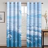 OUSIKA Vorhang Blickdicht Ösen 3D Himmel Flying Clouds Polyester Mit 3D-Druck, Für Schlafzimmer, Geräuschreduzierung 2 Stück 220x210 cm Verdunkelungsvorhang, Blickdichte Vorhänge Wohnzimmer Deko