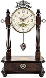 Kaminuhr Stumm Standuhr Wohnzimmer Retro Massivholz Standuhr Ornamente 26x16x45cm