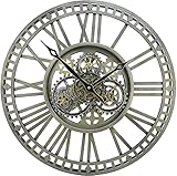 Große Wanduhr Europäische Industrie Vintage Zahnrad Wanduhr mit Großen Römischen Ziffern, Stille Nicht Tickende Metalluhr für Haus, Wohnzimmer, Küche, Schlafzimmer und Höhle - 60 cm (A)