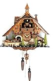 CLOCKVILLA HETTICH-UHREN Schwarzwälder Kuckucksuhr Schwarzwaldhaus Quarz bewegliche Eisenbahn Zug Musik
