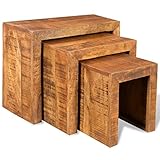 Tidyard 3-teilige Satztisch-Set Dreisatztische Beistelltische Couchtische Tische aus Massivholz Mango