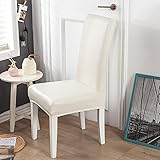 YOUHU Freischwinger Hussen,Stretch-Stuhlbezüge Modern Einfarbig Weißes Pu-Leder wasserdichte Esszimmerstuhl-Bezüge Abnehmbare Möbelschutz-Sitzbezüge Für Hotelbankett-Hochzeitszeremonie,8 Pcs/Paket