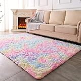 Floralux Ultraweicher moderner Shag Area Teppiche für Kinderzimmer, Schlafzimmer, Heimdekoration, Kinderzimmer, Zottelteppich, mehrere Farben und Größen optional (1,8 x 2,9 m, Regenbogen)
