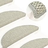 Stufenmatten für Stufen, Haushaltsbedarf, selbstklebend, Sisal-Optik, 15 Stück, 65 x 25 cm, Grau