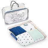 Baby Krabbeldecke Laufgittereinlage 100x100 cm Velvet - dicke Krabbeldecke PATCHWORK gepolstert Spielmatte Bodenmatte mit Tasche Baumwolle mit Velvet Regenbogen