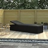 BULANED Sonnenliege mit Auflage, Gartenliege, Liegestuhl, Sonnenstuhl, Sonneninsel Outdoor, Gartenmöbel, Bäderliege, Relaxliege, Terrasse,Poly Rattan Schwarz