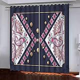 WIRMEC Lichtundurchlässige Vorhang 3D Klassische Musterkunst Muster Blickdicht Ösenvorhang Verdunklungsvorhänge Schlafzimmer Kinderzimmer Wohnzimmerdekoration H 232 X B 264 cm