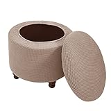 QOEUCME Ottomane Schonbezug Hockerbezug, Hocker Hussen für Quadratische/Rund Fußhocker, Stretch Bezug Ottomane Abdeckung Überzug Hocker Protector Waschbar Hockerabdeckung,A16,2PCS