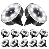 aneeway Solar Bodenleuchte 8LEDs, 6000K Solarleuchte Solar Außenleuchte für Garten IP68 Wasserdicht Solar Gartenleuchte Compact Design Solarlampe für außen Kaltesweiß, 12 Stück