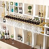 Weinregal Decke Weinregale Weinregal Decke Weinregale Hängendes Glasregal Weinschrank Regal Upside Down Kelch Hängende Vitrine-Regal-Schwarz_100 cm x 30 cm