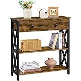 Yaheetech Konsolentisch Flurtisch Schmaler Eingangtisch mit 1 Schublade und 2 Offene Ablagen Industrial Beistelltisch Vintage Sofatisch Sideboard Wohnzimmer/Flur/Eingang, 80 x 30 x 80 cm