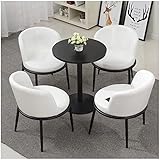 FAJOS Business Esszimmer Esstisch Set Platzsparend Home Tisch und Stühle Sets Esszimmer Schlafzimmer Pausenraum Bürotisch und Stühle Empfangsraum Lounge Konferenzraum Restaurant (Farbe: Weiß