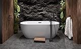 ECOLAM exklusive freistehende Badewanne Standbadewanne moderne Wanne freistehend Elena 170x77 cm + Ablaufgarnitur Click Clack Design Acryl glamour weiß