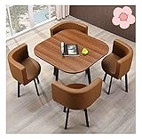 ARCOFF Tisch-und Stuhlset Sofa 1 Tisch 2 Stühle Massivholztische und Stühle Büro-Empfangssessel 50 cm runder Tisch (Farbe: Orange + Grün) (Color : Brown)