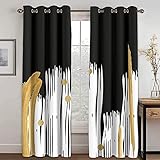 JIAMELUCK Moderne abstrakte Luxus-Kunst-Schwarz-Weiß-Verdunkelungsvorhänge für Wohnzimmer, Schlafzimmer, Fenster, Drapierung, Dekoration, 140 x 210 cm x 2 (B x H)