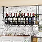 NOALED Weinregale, Weinregale, Decken-Weinregale, höhenverstellbar, Wandmontage, hängender Weinflaschenhalter, Metall, Eisen, Weinglasregal, Kelch, Stielglasreg