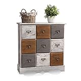 Melko Schubladenschrank im Patchwork Look in braun/grau/weiß 63 cm x 59 cm x 21 cm