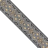 Designer's Shop JL 122 Jacquard-Metallic-Gold- und Silber-geometrisches Diamantband, 50 mm x 4,5 m, zum Nähen, Basteln, Heimdekor, Feiertagsbesatz