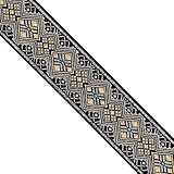 Designer's Shop JL 122 Jacquard-Metallic-Gold- und Silber-geometrisches Diamantband, 50 mm x 4,5 m, zum Nähen, Basteln, Heimdekor, Feiertagsbesatz