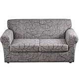 JHLD 3 Stück Drucken Sofa Überwürfe Elastische, Spandex Sofabezug für 2 Kissen-Couch Sofahusse rutschfest waschbar Sofahusse Schutz für Wohnzimmer Katze Hund-K-2 Sitzer