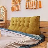 VERCART Rückenkissen Lang Keilkissen Hohen Rückenlehne Kissen Großes Wandkissen Lesekissen Nackenstützkissen Lendenkissen für Bett Kopfteil Gepolstert Sofa Couch mit Waschbar Bezug Leinen Gelb 160cm