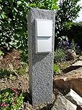 Steckdosensäule Granit Palisade Stein dunkel Garten Steckdose Energiesäule (12x12x50 cm, Aluminium)