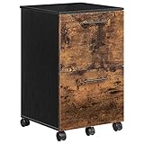 HOOBRO Rollcontainer mit 2 schubladen, mobiler Aktenschrank, Büroschrank mit Rädern, hängenden Aktenfächern, Industrie-Design, für Dokumente in DIN A4 und Letter-Format, Industrie, EBF03WJ01G1